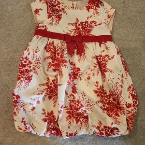 Floral Red and White Dress